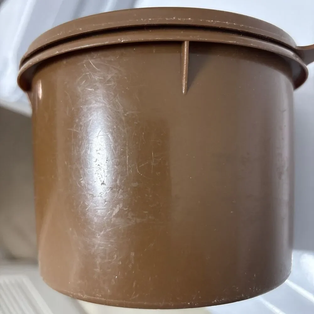 Vintage Tupperware Brown Coffee Canister with Lid – 1970s Retro Kitchen Storage